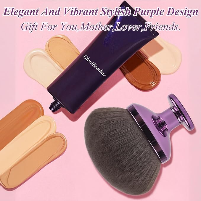 90MM Extra Large Self Tanner Kabuki Makeup Brush – Ultra Soft Dense Vegan Bristles for Body Makeup, Bronzer & Foundation–Applies Tanning Mousse, Lotion & Self Tanner,Wet & Dry (Purple)-Velvo Beauty
