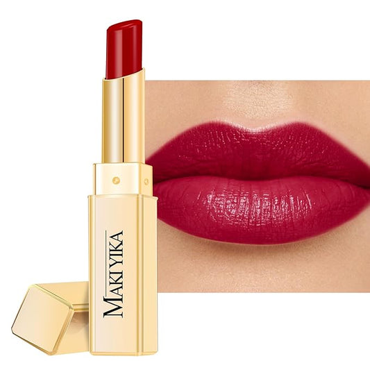 MAKI YIKA Moisture Burgundy Lipstick for Women Hydrate Lip Balm for Dry Cracked Lips Weightless Glossy Lip Color Juicy Finish,MA061 Red Tone-Velvo Beauty