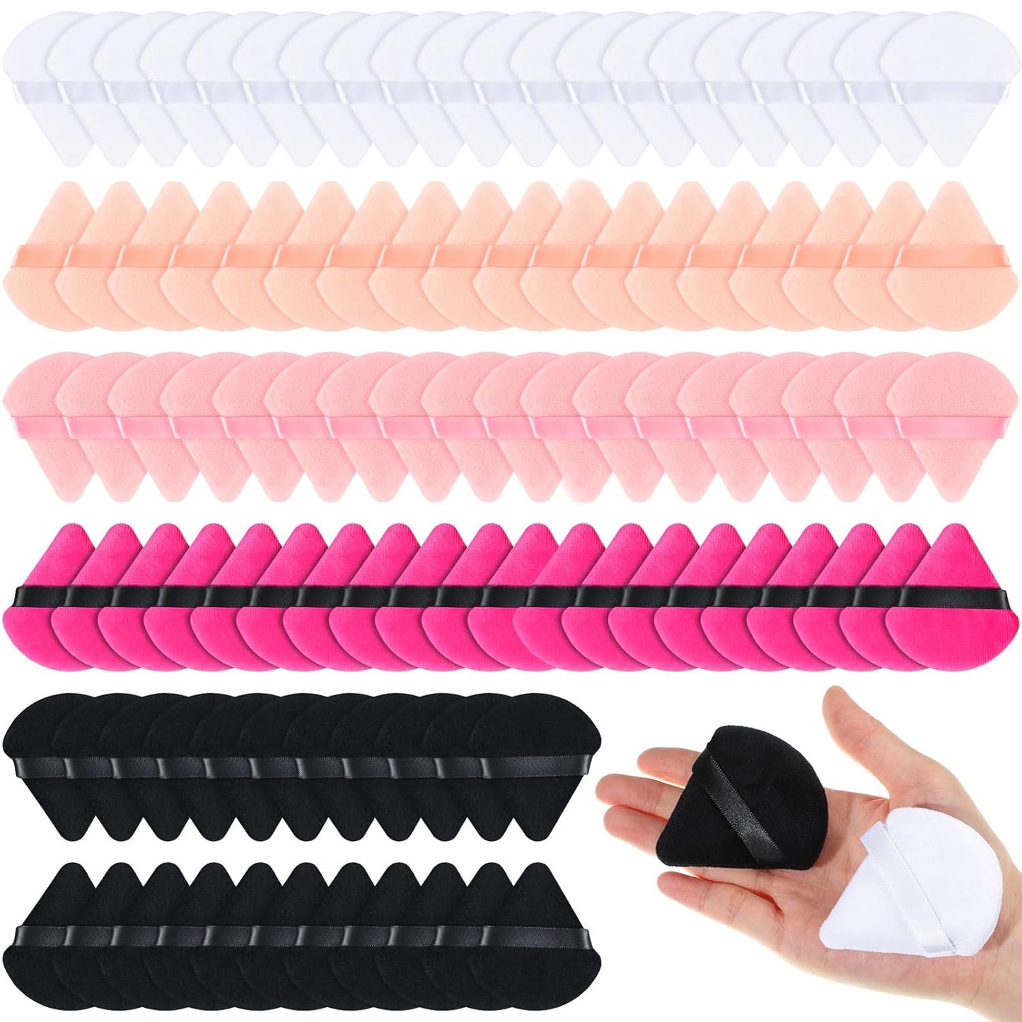 Meanplan 100 Pcs Powder Puff Face Soft Makeup Sponge Triangle Powder Puffs for Loose Velour Cosmetic Foundation Wet Dry Sponge Makeup Tools(Vivid Colors)-Velvo Beauty