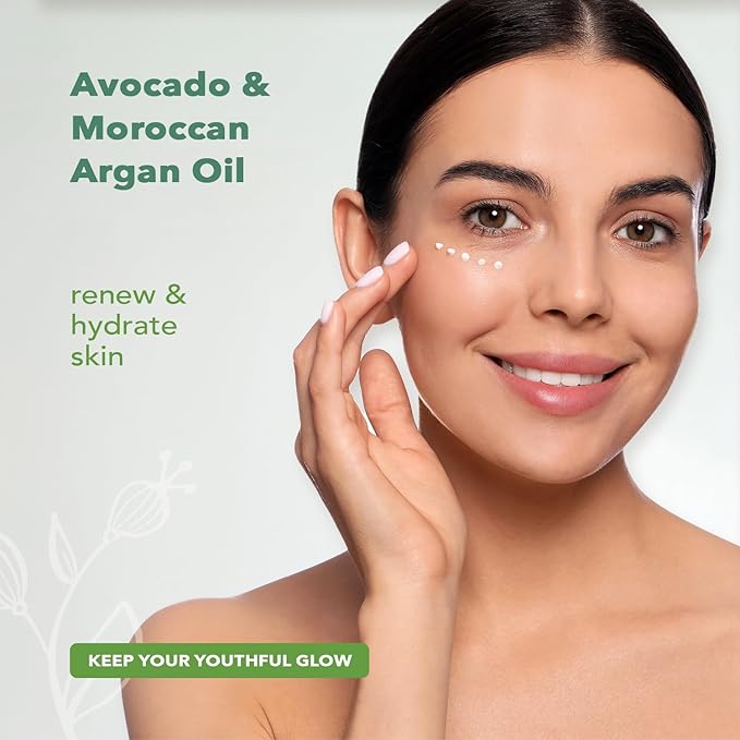 Nourish Organic Eye Treatment, Avocado & Argan – Renewing & Hydrating Under Eye Brightener with Vitamin C + Washable Cotton Round-Velvo Beauty