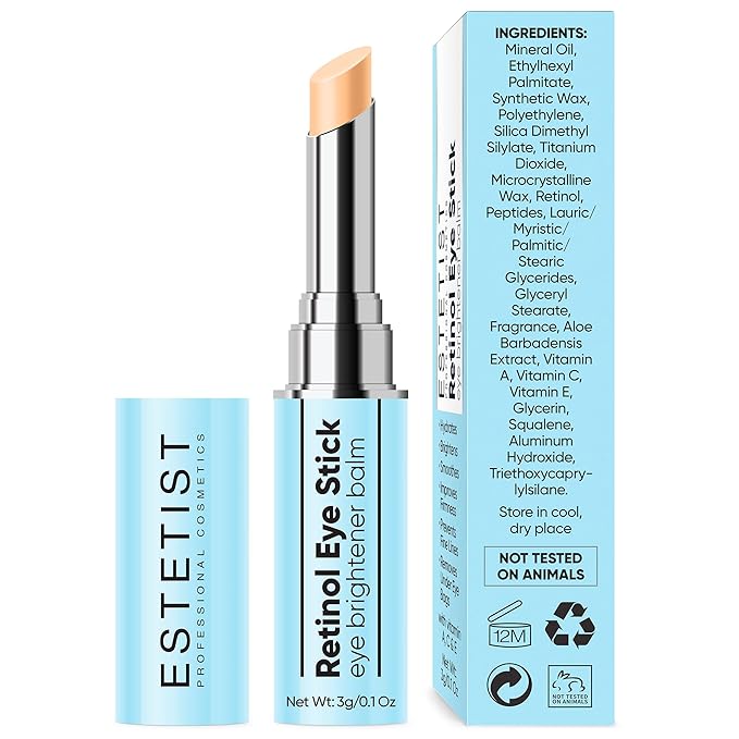 Retinol Eye Brightener Cream Stick, Vitamin C & E Enriched Under Eye Bags Care for Dark Circles, Puffiness & Anti-Aging, Hydrating Eye Balm for All Skin Types-Velvo Beauty