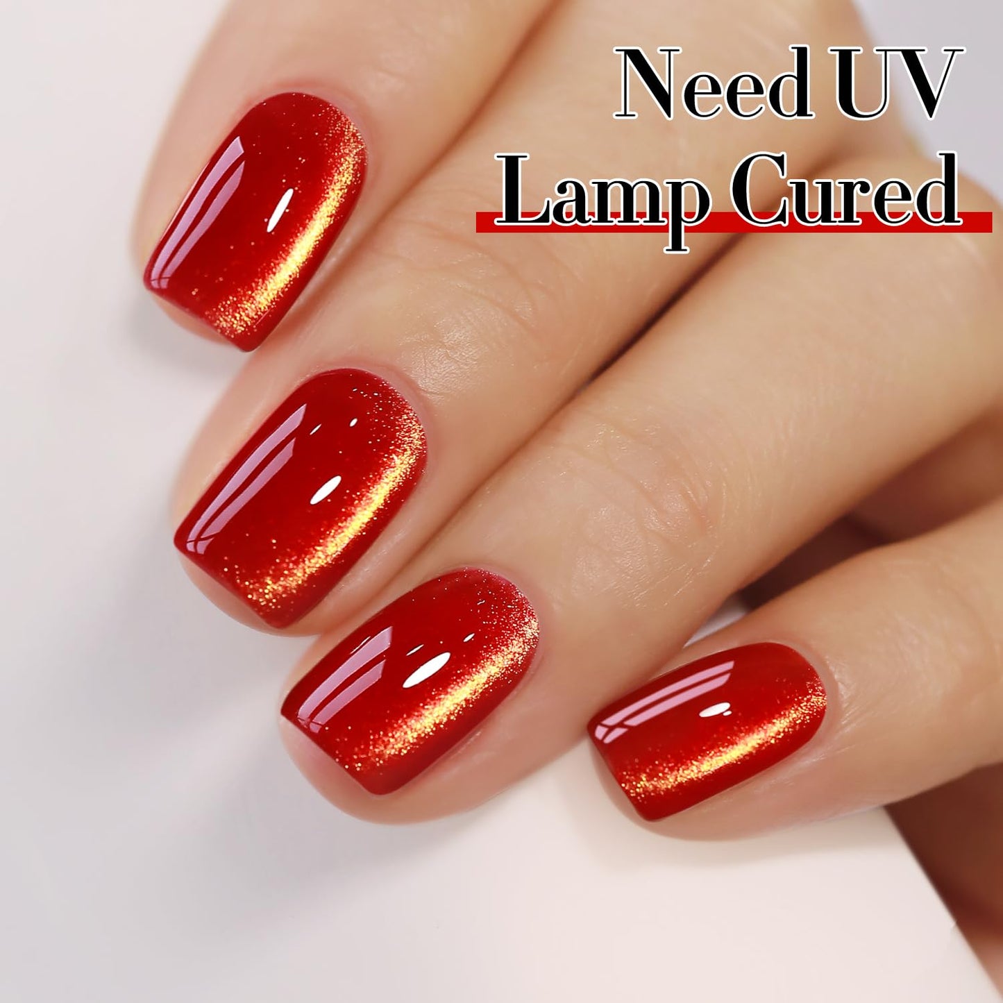 Double Rhythm Cat Eye Gel Polish with Magnet 15ML Ice Glass Holographic Glitter Shimmer Translucent Sheer Color Salon Soak Off Magnetic at Home (Blood Red-MC1145)-Velvo Beauty