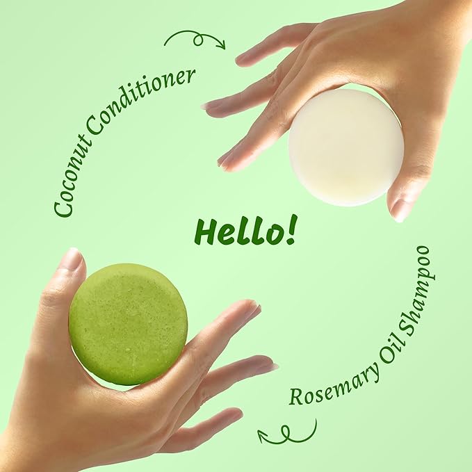Rosemary Shampoo and Conditioner Bar Set 3 - Hair Growth, Regrowth, and Anti Hair Loss - Natural Solid Shampoo Bars for Women with Straight, Curly Hair for Thinning, Thickening Sulfate & Silicone free-Velvo Beauty