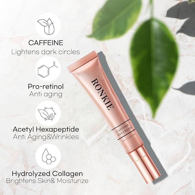 Eye Cream for Dark Circles and Puffiness: Caffeine - Retinol Cream- Anti Aging Wrinkles With Collagen Hyaluronic Acid Fine Lines Depuffer in 3-4 Weeks-15 mL-Velvo Beauty