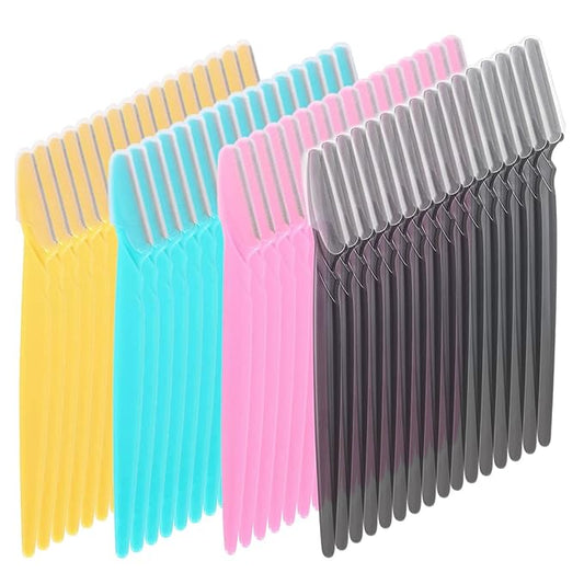 Facial Razor, 64 Pcs Eyebrow Shavers for Women, Multipurpose Exfoliating Dermaplaning Tools for Face With Precision Cover, 4 Colors-Velvo Beauty