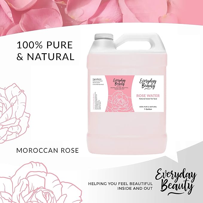 Rose Water Facial Toner Bulk - 1 Gallon Alcohol-Free Vegan All Natural Refreshing for Face and Hair - Uplifts, Calming & Soothing for All Skin Types-Velvo Beauty