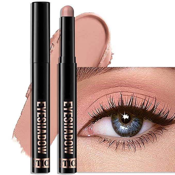 Eyeshadow Stick Medium Warm Brown, Matte Cream Eye Shadow Stick Waterproof Neutral Eyeliner Brightener Pencil Long-Lasting Eye Highlighter Makeup for Older Women Easy to Use High Pigmented-Velvo Beauty