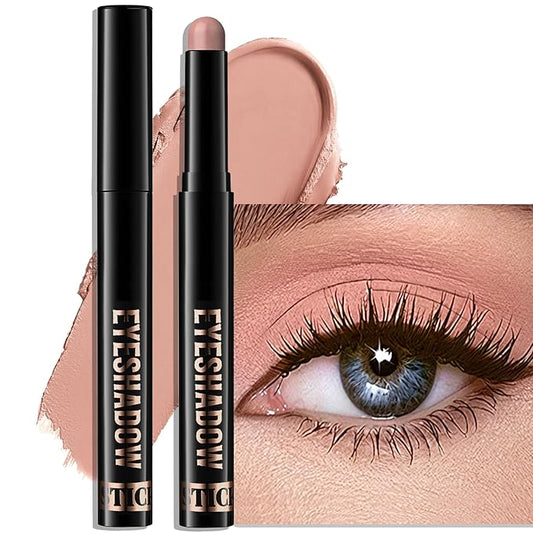 Eyeshadow Stick Medium Warm Brown, Matte Cream Eye Shadow Stick Waterproof Neutral Eyeliner Brightener Pencil Long-Lasting Eye Highlighter Makeup for Older Women Easy to Use High Pigmented-Velvo Beauty