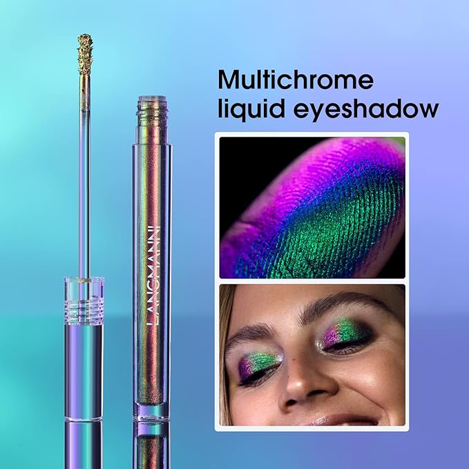 Jolilab Metallic Liquid Chameleon Eyeshadow, Multi-Dimensional Eye Looks, Long-lasting Holographic Glitter Multichrome Eyeshadows Makeup (#Peacock+Wonder+Ember)-Velvo Beauty