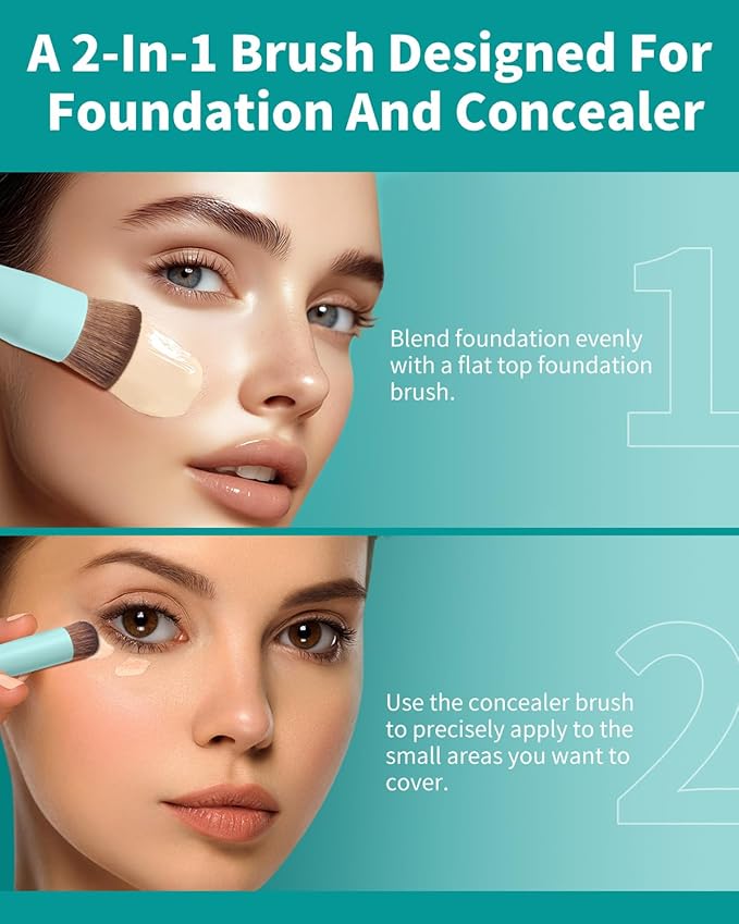 EIGSHOW Foundation and Concealer Brush, Dual Ended Makeup Brush For Flawless Foundation Coverage, Under Eye Concealer, Vegan & Cruelty-free (D110B)-Velvo Beauty
