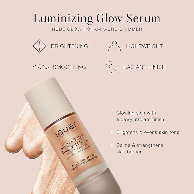 Jouer Luminizing Glow Drops for Face, Dewy Serum for Glowing Skin, 7% Niacinamide, Hyaluronic Acid, & Glycerin, 1 fl oz-Velvo Beauty