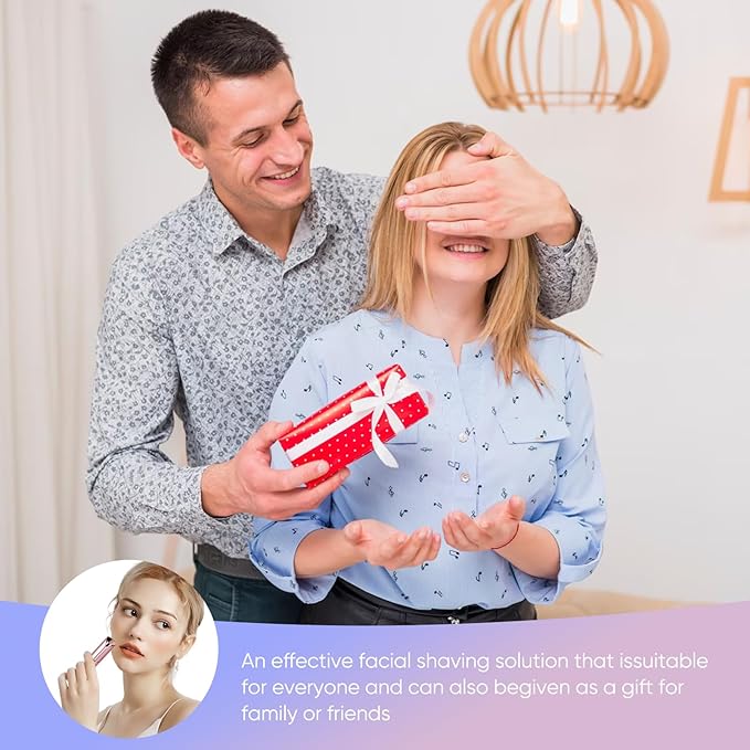 Facial Hair Removal for Women- as Seen on TV Painless Face Shaver -Painless Womens Facial Hair Remover with 2 Replacement Heads, Lipstick-Sized, USB Rechargeable(Rose Gold)-Velvo Beauty