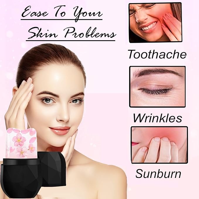 Ice Roller for Face and Eyes, Face Massager Use for Tighten & Double Skin Tone, Enhance Your Natural Glow with Ice Face Roller (Smoky Black)-Velvo Beauty