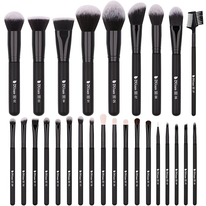 DUcare Professional Makeup Brushes Set 27Pcs Makeup Brush Set Premium Synthetic Kabuki Foundation Blending Face Powder Blush Concealers Eye Shadows Brushes-Velvo Beauty