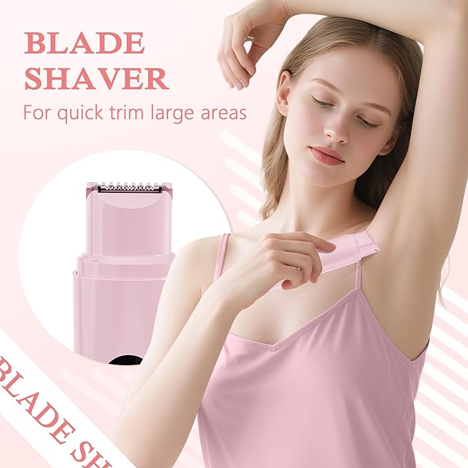 Bikini Trimmer for Women, 2-Speed Electric Razor for Pubic Hair Dual Head Shaver Women IPX7 Waterproof Rechargeable Lady Trimmer for Bikini Underarm Body Leg Face Pink-Velvo Beauty