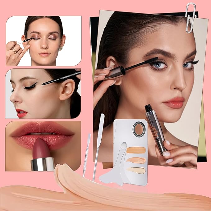 4 Pcs Makeup Spatula Korean Set, Spatula Makeup Korean Foundation Spatula, Stainless Steel Cosmetic Makeup Palette, Korean Makeup Spatula, Makeup Mixing Palette Cosmetic Spatula Skin Care Spatula Tool-Velvo Beauty