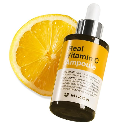 MIZON Real Vitamin C Ampoule, Pure Vitamin C, No Water Added,10 Ingredients, Nutrition, Face Moisturizer (1.01 fl oz)-Velvo Beauty