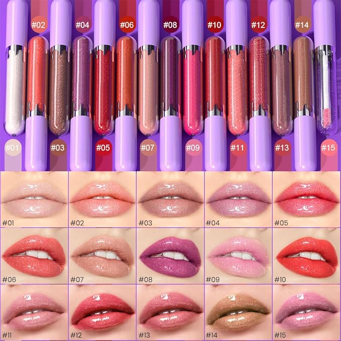 Glitter Liquid Lip Gloss,Bronze Shimmer Lipstick, Waterproof Shimmer Lip Stain Lip Glaze, High Shine Long Lasting Shiny Lip Color Makeup 14#-Velvo Beauty