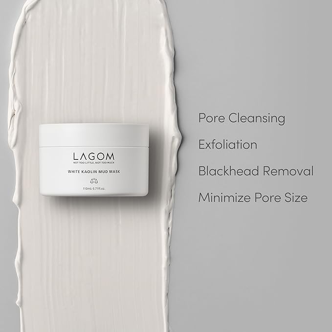 LAGOM White Kaolin Mud Mask for Blackhead Care, Purifying Pore, Dermatologically Tested, for Makeup Boosting 3.3 Fl Oz-Velvo Beauty
