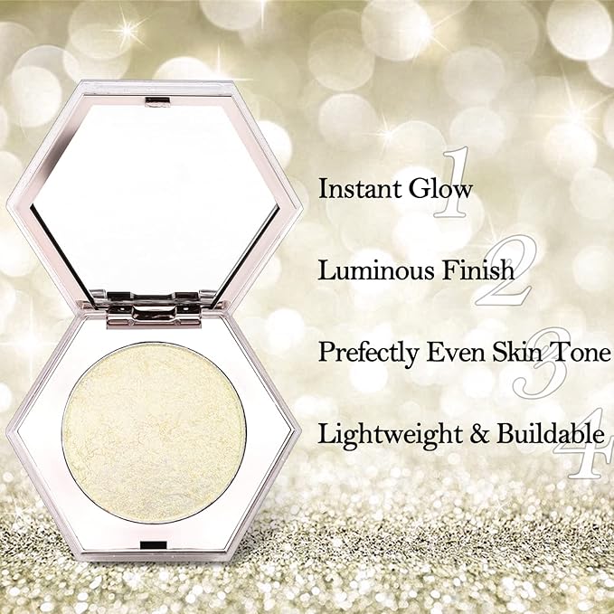 Erinde Champagne Gold Face Highlighter Makeup Palette, Shimmer Diamond Glitter Highlighter Powder for Face Body, Face Highlighters Makeup & luminizers Palette, Long-Lasting Lightweight, 03#-Velvo Beauty
