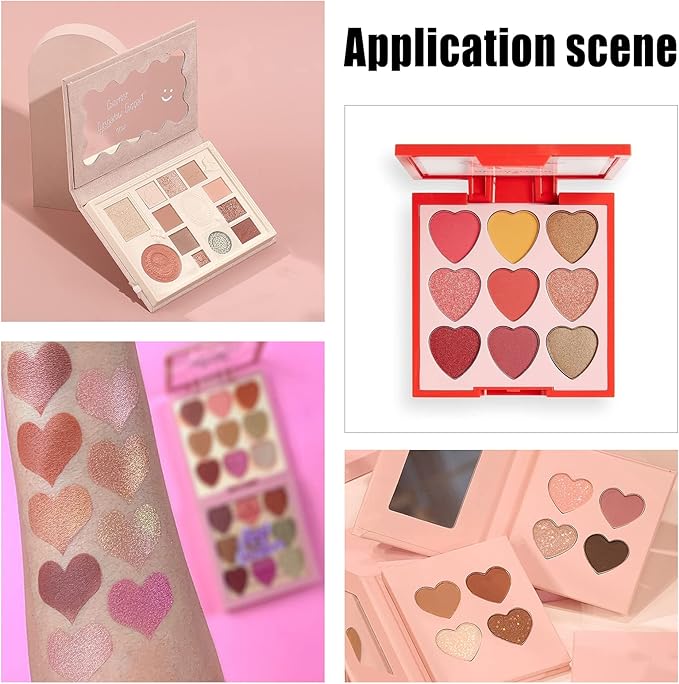 CHGCRAFT 300Pcs Empty Heart Metal Pans Size 19.5mm for Eyeshadow Palette Makeup Palette Sliver-Velvo Beauty
