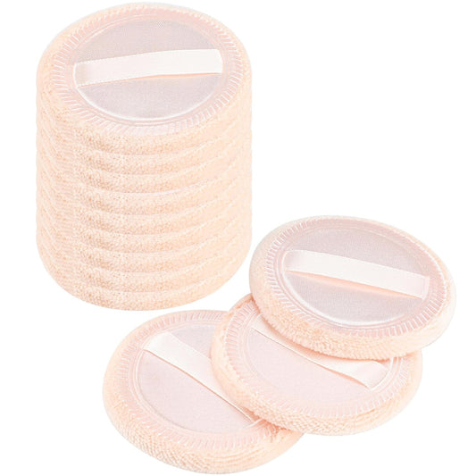 12 Pieces Powder Puffs Cotton Makeup Pads Soft Face Compact Puffs for Loose Setting Pressed Powder, 2.36 Inch (Beige)-Velvo Beauty