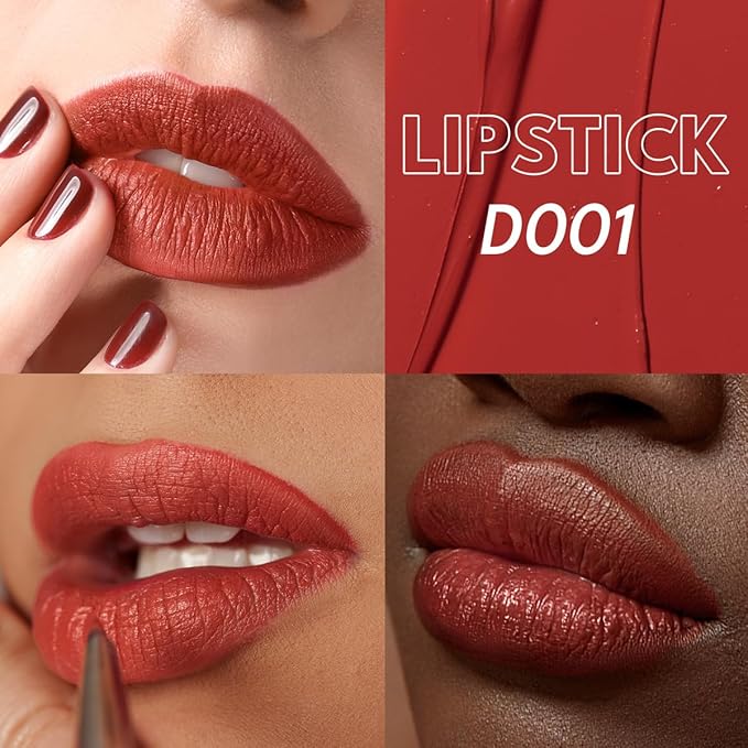 2PCS Marbled Matte Lip Stick Makeup - Velvety Finish | Naked-lip Feel, Full Coverage, D001+D002-Velvo Beauty