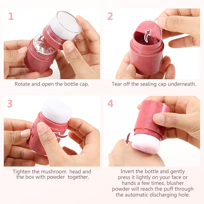 Boobeen Loose Blush Powder Air Cushion Blush, Face Blusher Cheeks Powder, Natural Highly Pigmented Soft Blush Makeup Long Lasting, Matte Finish-Velvo Beauty