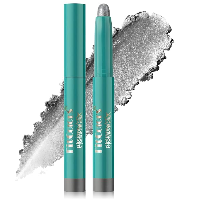 Eyeshadow Stick, Eye Brightener Stick Shimmer Smooth Cream Eyeliner Pencil Long Lasting Waterproof Glitter Highlighter Eye Shadow Makeup, Black Grey-Velvo Beauty