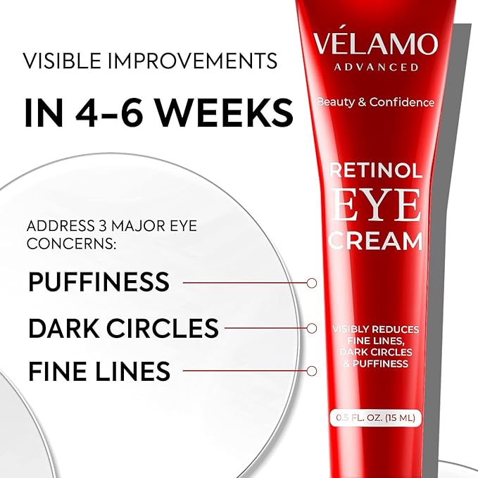 Rapid Reduction Retinol Eye Cream: Under Eye Cream Instantly Reduces Wrinkles Fine Lines Under Eye Bags Puffiness Dark Circles Crow's Feet - Rapid Face Lifting Tightening Firming 1 OZ/15g-Velvo Beauty