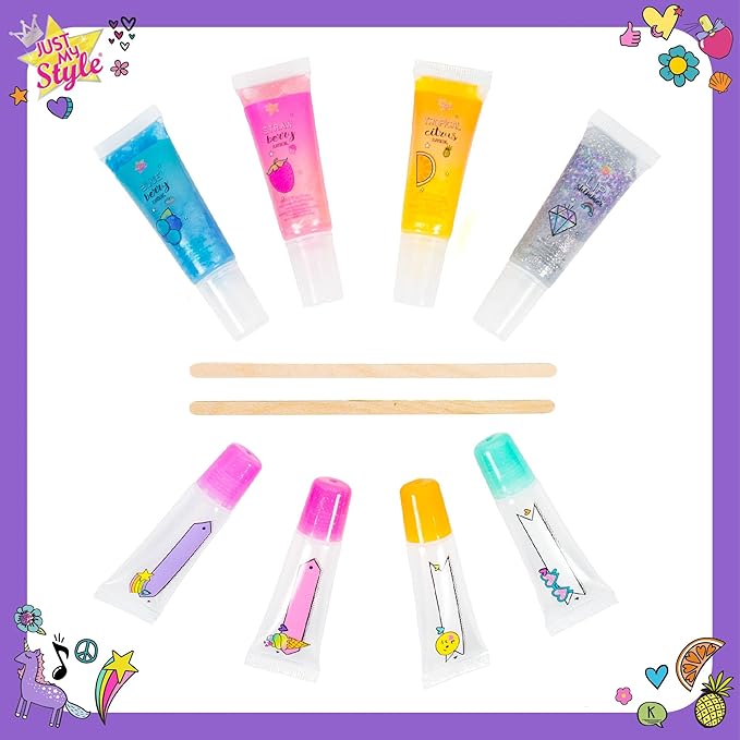 Just My Style Flavor Lab Lip Gloss by Horizon Group USA, DIY 4 Custom Lip Glosses By Mixing Colorful Flavors & Lip Shimmer. Flavors, Shimmer, Lip Gloss Tubes Mixing Stick & Instructions Included-Velvo Beauty