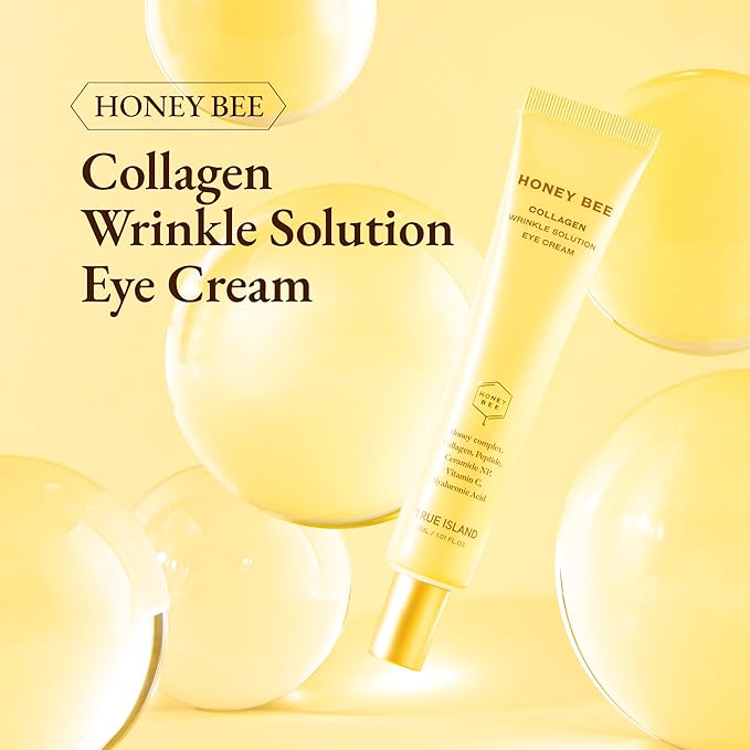 Honey Bee Collagen Fine Line Firming Eye Cream for Puffiness and Bags Under Eyes w/Vitamin C, 4 Peptides & Niacinamide | Bright and Tight Under Eye Cream for Dark Circles 1.01 fl oz-Velvo Beauty