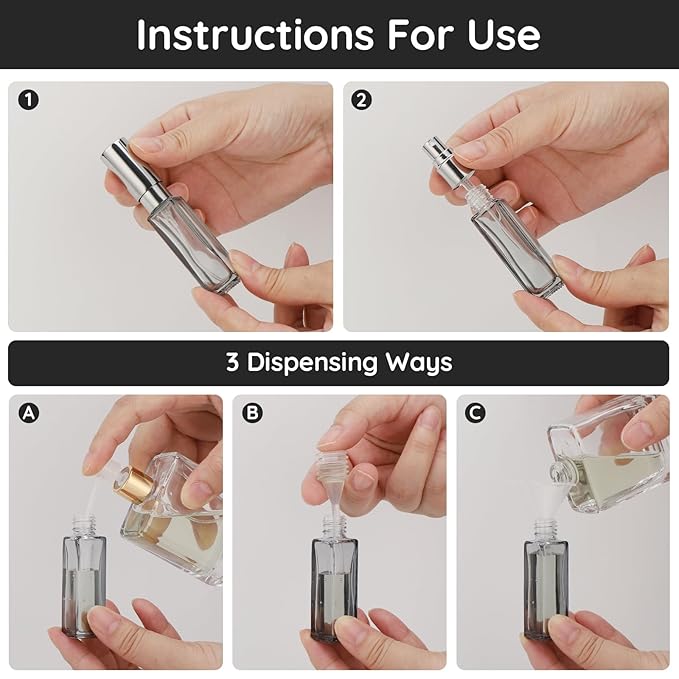 Segbeauty Travel Perfume Bottle Refillable, Empty Mini Portable Perfume Atomizer with Funnel, 5 Set of 10ML Glass Spray Bottle Fine Mist Leak-proof Sprayer Travel Sample Bottles for Cologne Fragrance-Velvo Beauty