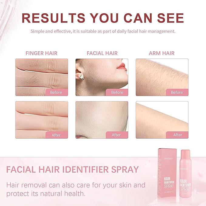 Hair Identification Spray for Facial Shaving - Removes hair and dead skin, Women's Facial Shaving Powder Spray - Moisturizing Skin Care Set, Suitable for sensitive skin/unisex, with 4 Razors (1Set)-Velvo Beauty