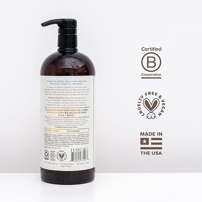 Soapbox Argan Oil Shampoo, Harsh Sulfate Free, Paraben & Silicone Free, Color Safe, and Vegan Hair Shampoo | Control & Soften Shampoo (33.8 Ounces)-Velvo Beauty