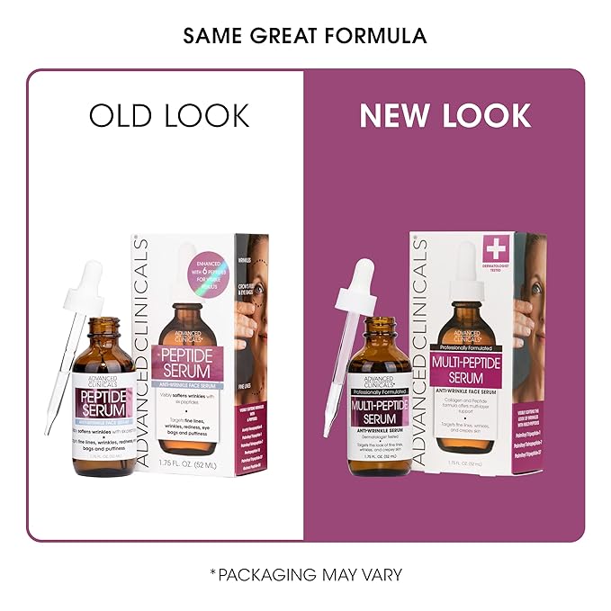 Advanced Clinicals Multi Peptides Serum For Face | Visible Anti Aging Hydrating Collagen Peptide Facial Serum With Vitamin E Helps Improve Look Of Wrinkles, Puffiness, & Uneven Skin Tone, 2-Pack-Velvo Beauty