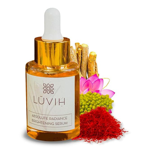 LUVIH Absolute Radiance Brightening Serum – Ayurvedic Dark Spot Corrector & Glow Serum for Women & Men – Nourishing Treatment for Dullness, Uneven Skin Tone & Sun-Stressed Skin – 30 mL-Velvo Beauty