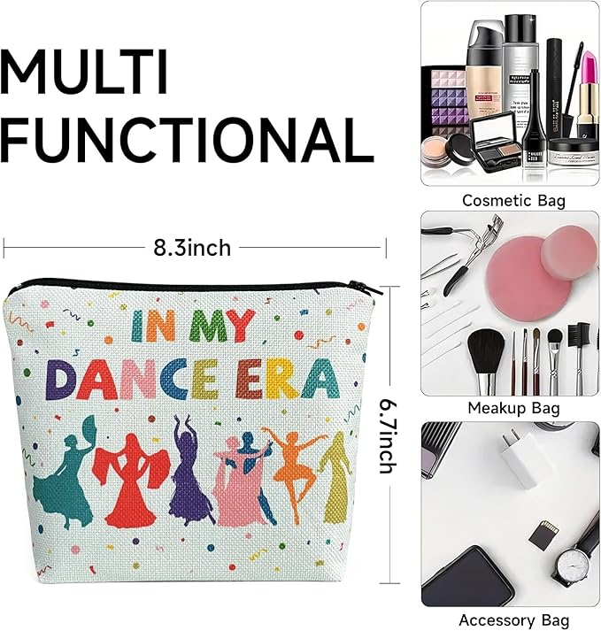 My Dance Era Canvas Zipper Cosmetic Bag, Small Makeup Bag for Women, Friends, Daughter, Sister for Dancers, Dancer Birthday Gifts for Girls (Blue)-Velvo Beauty