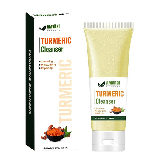 Turmeric Face Wash - Turmeric Facial-Cleanser with Aloe Vera, Vitamin E, and Natural Extracts - Lightweight Daily Gel Face Wash for All Skin Types - 120ml-Velvo Beauty