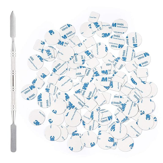 100Pcs Metal Stickers for Magnetic Palette Empty Eyeshadow Makeup Palette + Depotting Spatula (50Pcs Round + 50Pcs Square)-Velvo Beauty