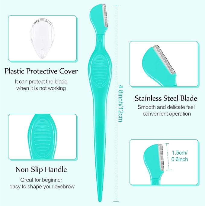 Mudder 21 Pcs Eyebrow Razor Eyebrow Shaver Facial Razor Multipurpose Face Trimmers with Precision Cover for Women Makeup Care Tools(Green, Blue, Yellow)-Velvo Beauty