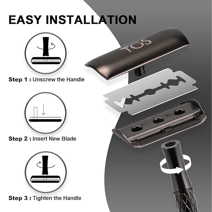 Double Edge Safety Razor for Men with Stand and Silicone Cover - Durable Metal Eco-Friendly Single Blade Safety Razor with 10 Blades - Closed Smooth Shave Matte Black-Velvo Beauty