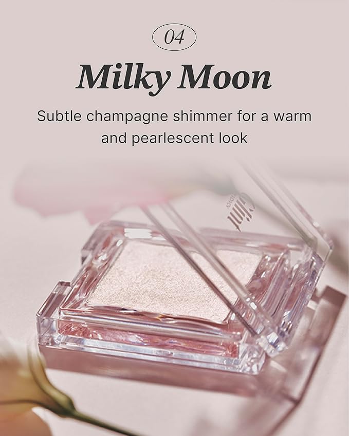 Glint Dewy Highlighter (Milky Moon, 0.17oz) - Luminous Glow, Infused with Micropearls, Shiny Illuminator. Rich Pigment & Silky Touch, Korean Makeup.-Velvo Beauty