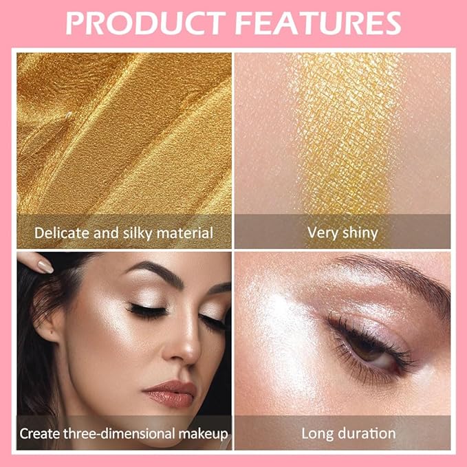 evpct Light Liquid Face Highlighter Makeup Waterproof Long Lasting Pearl White Gold Glimmer Glow Sparkly Glitter Body Shimmer Oil Liquid Luminizer Stick Highlight Illuminator for Face Body Cheeks Eye-Velvo Beauty