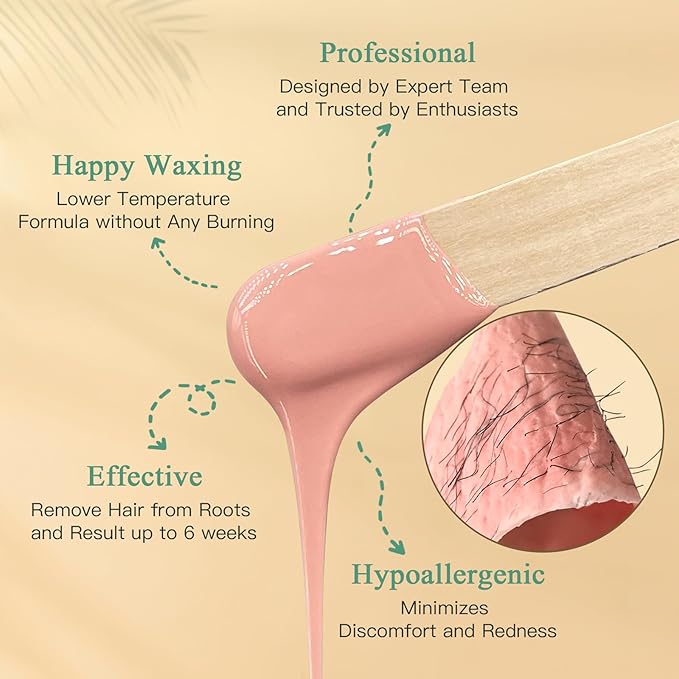 Wax Beads for Hair Removal, 1.3Lb/21oz Hard Wax Beans for Eyebrow, Face, Bikini, Legs, Arms, Full Body Waxing with 10pcs Wax Spatulas, 6 Packs-Velvo Beauty