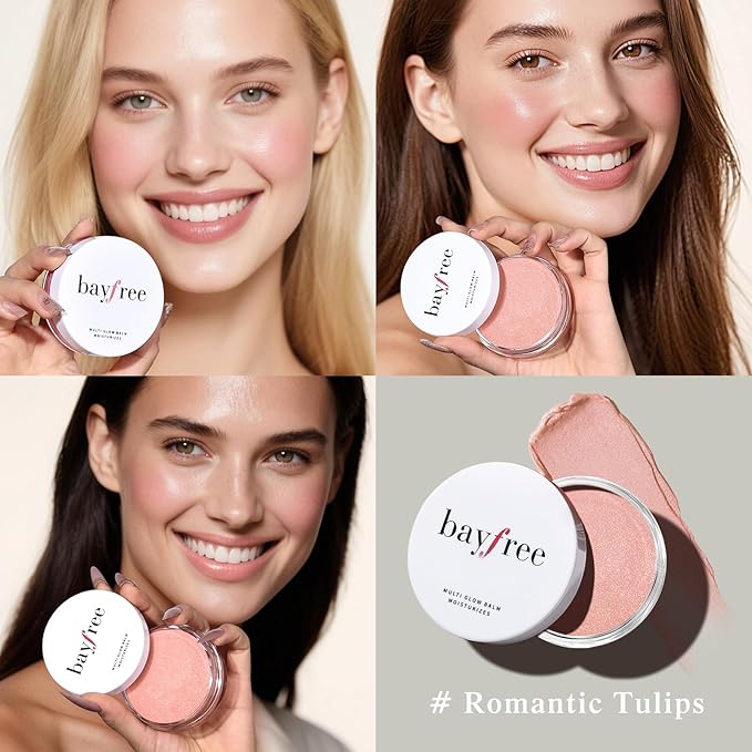 Multi Glow Balm, Cream Blush for Cheeks, Blush Balm Face Makeup, Radiant Finish, Hydrating, Creamy, Lightweight & Blendable Color, Face Makeup, 0.63 Oz (Romantic Tulips)-Velvo Beauty