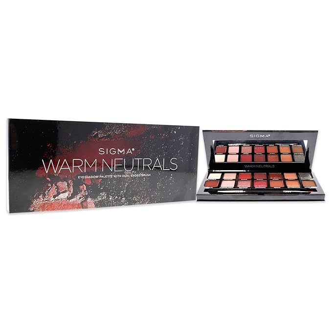 Sigma Beauty Warm Neutrals Eyeshadow Palette - 14 Warm Eyeshadow Shades in Matte, Shimmer and Metalic Finishes - Highly Pigmented Vegan Eye Makeup Palette - Clean Beauty Products-Velvo Beauty