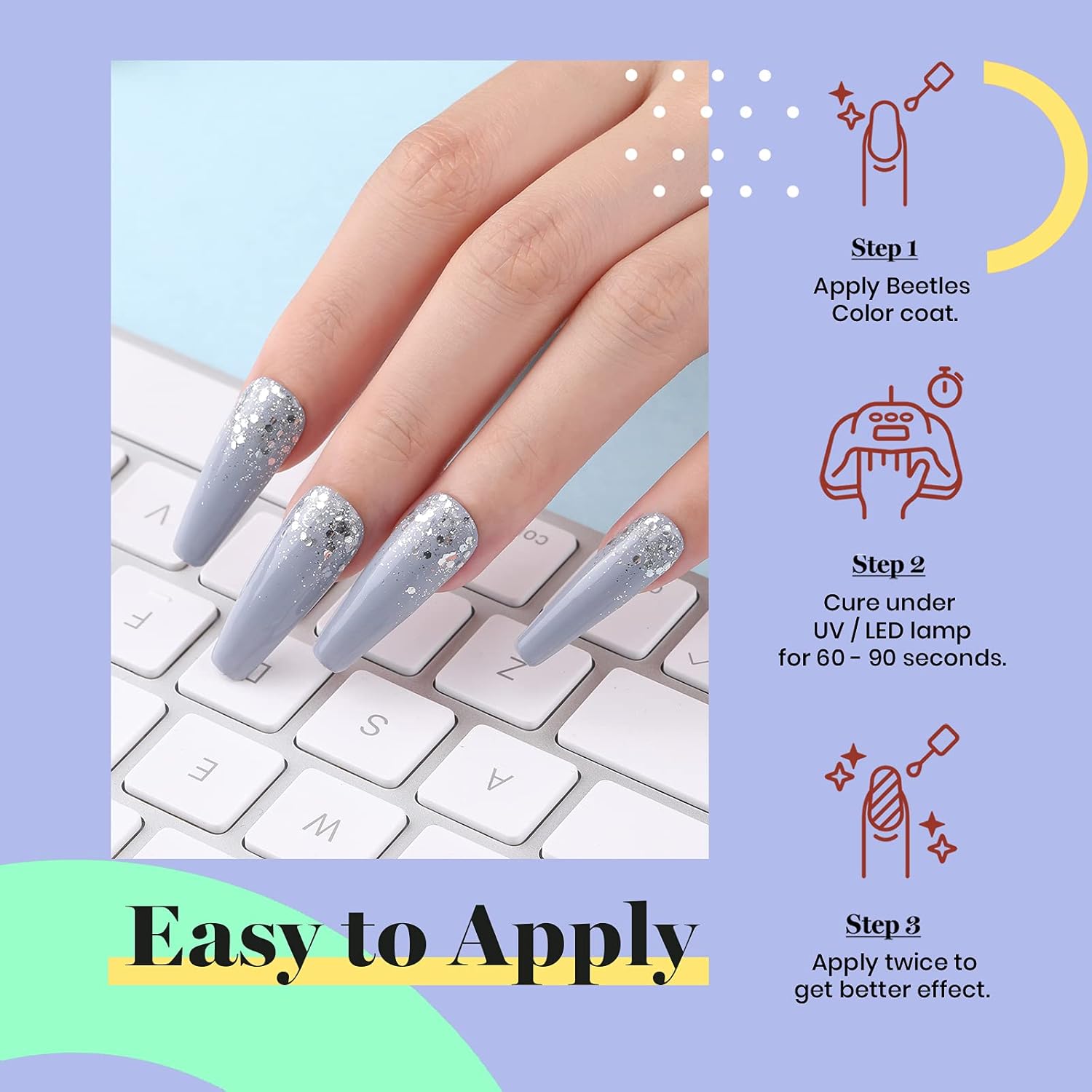 Beetles Gray Gel Nail Polish, 15ml Fall Grey Gel Polish Soak Off UV LED Nail Lamp Nail Art Manicure Salon DIY Home 0.5Oz Nail Polish for Women-Velvo Beauty