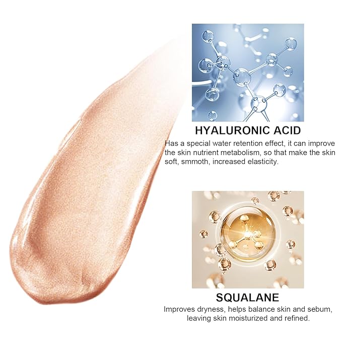 Natural Glow Liquid Filter Makeup, Longwear Face Luminizer, Complexion Booster For Any Part of the Body, Liquid Highlighter with Brush Kit, Infused Hyaluronic Acid, 1.06 fl oz (#03 LIGHT/MEDIUM)-Velvo Beauty