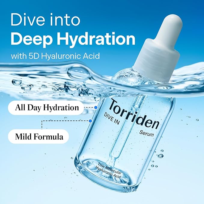 Torriden DIVE IN Hyaluronic Acid Serum 50ml(1.69 fl.oz.) * 2 (Pack of 2) | Deep Hydration to Get Glow Skin | Hyaluronic Acid, Panthenol, Allantoin | Korean Facial Serum-Velvo Beauty